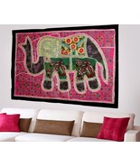 Bohemian Patchwork Vintage Elephant Wall Art Hanging Cotton Hand Embroid... - £19.16 GBP