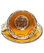 Royal Albert Teacup Saucer Porcelain Fine Bone China Yellow UK 1950s - $108.85