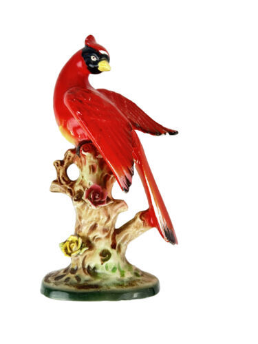 Vintage Porcelain Red Cardinal Bird Ceramic Ucagco Japan Figure - $14.05