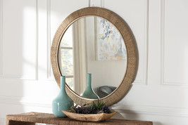 Cianna Japandi Natural Seagrass Round Wall Mirror - $3,378.78 MXN