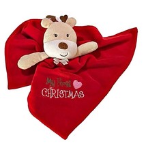 My First Christmas Lovey Reindeer Plush Rattle Security Blanket Baby Starters - $11.54
