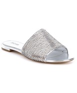 Women&#39;s MICHAEL Michael Kors Shelly Sequin Slide Sandals, Silver Multip ... - £72.34 GBP