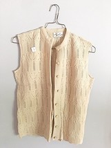 VTG Boepple 60s Sweater Vest Ivory Orlon Acrylic Women&#39;s  S NWOT Unique Knit - £69.38 GBP