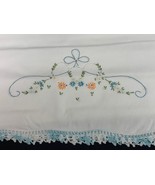 1 Floral Spring Time EMBROIDERED LINEN Pillow Case - Scalloped Edge + 2 ... - $292.79 MXN