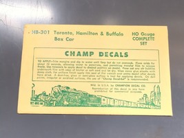 Vintage Champ Decals No. HB-301 TH&amp;B Boxcar HO Set - £11.90 GBP