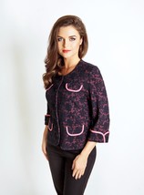 Button Short Jacket Party Cocktail 3/4 Sleeve Made In Europe S M 2XL - £51.85 GBP