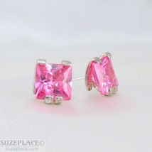 STERLING SILVER 925 PINK CUBIC ZIRCONIA EARRINGS NEW - $238.95 MXN