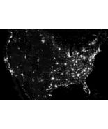 United States U.S. at Night Composite Image Space Poster Art Print B+W - $26.99+