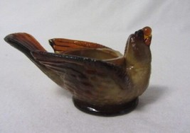 Degenhart Glass Chick Bird With Cherry Chocolate Slag Open Salt Cellar B - £9.74 GBP