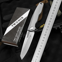 TWOSUN TS88 M390 Blade Flipper Titanium Handle Folding Pocket Knife - £268.69 GBP