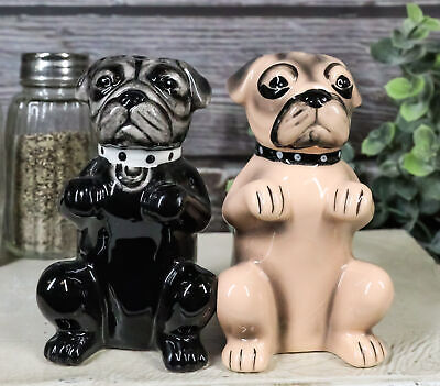 Adorable Black And Tan Begging Love Puppy Pugs Dogs Salt And Pepper Shak... - $16.99