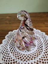 Art glass teardrop swirl twist paperweight signed purple gold burgundy - $43.95