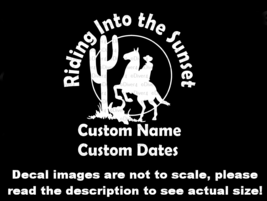 Custom Riding Into The Sunset Cowboy Memorial Decal USA Made US Seller - £5.28 GBP+