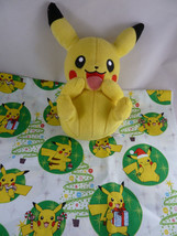 Pokemon Pikachu Plush 7&quot; w 3&quot; ears + Kaufman Fabric 44&quot; X 1 yd Christmas - £15.57 GBP