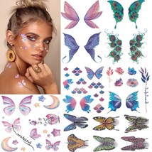 Butterfly Temporary Tattoo Stickers Glitter Face Tattoos Flower Wings Waterproof - £18.24 GBP