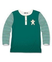 $25 Millie &amp; Maxx Green &amp; Cream Gingerbread Stripe-Sleeve Henley Size 12... - $11.39
