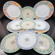 11 Pc Corelle Watercolors Dinner Luncheon Plates Soup Bowls Corning Floral Lot - £97.86 GBP