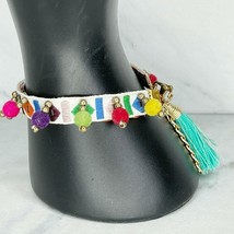 Beaded Woven Pom Pom Tassel Bracelet - $6.92