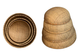 4 Large Round Nesting Baskets Woven Natural Boho Wall Decor Storage Lot of 4 - £39.68 GBP