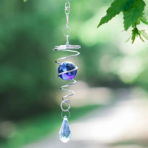 Spiral Stereoscopic Effect Blue Crystal Ball Sun Catcher Wind Chimes  - New - $14.99