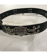 Harley Davidson Womens Leather Belt Black Small S Chain Moto Silver Bras... - €27,66 EUR