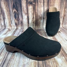 Vionic KACIE Womens Size 8 Black Suede Block Heel Mules Clogs Slip On Work Shoes - £33.66 GBP