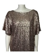 S.L. Fashions Sequin Shift Party Dress Size 16W Split Sleeve Champagne C... - £31.59 GBP