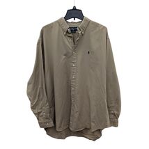 Mens Ralph Lauren Blaire Button Up Shirt Top 100% Cotton Khaki Tan Xlarg... - $69.99
