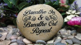 Breathe In and Out Stones Garden Rocks Kids Custom To Order Carved Names namesak - £31.56 GBP
