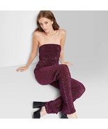 Women&#39;s Tube Sequin Mesh Jumpsuit Wild Fable Burgundy Size Medium Club O... - £20.58 GBP