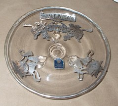 ROCKWELL 25th Anniversary Plate Dish Footed Sterling Silver Overlay VTG Estate - £70.83 GBP