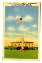 Barksdale Field Shreveport Louisiana Linen Postcard World's Largest Airport - $9.90