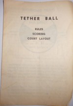Vintage Tether Ball Rules Scoring Court Layout Pamphlet 1950s - $2.99