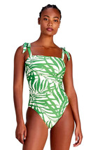 KATE SPADE SHIRRED SQUARE NECK ONE PIECE SWIMSUIT PALM GREEN SZ XS,SNWT! - £82.22 GBP