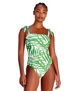 KATE SPADE SHIRRED SQUARE NECK ONE PIECE SWIMSUIT PALM GREEN SZ XS,SNWT! - £82.56 GBP