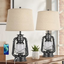 Set Of 2 Farmhouse Table Lamps For Living Room, 3-Way Dimmable Touch Nightstand  - £121.67 GBP