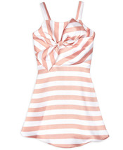 BCX Big Kid Girls Striped Bow Dress,Pink,16 - £48.00 GBP