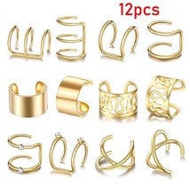 12pcs/set Fashion Punk Rock Ear Clip Cuff Wrap Earrings No piercing-Clip On Cart - £10.27 GBP