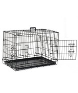 30&quot; Durable Double Doors Dog Crates Folding Metal Dog Crate Black Pet Do... - £57.39 GBP