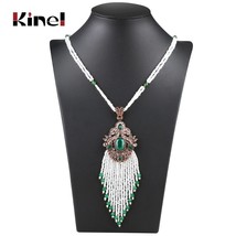 Hot Vintage Jewerly Ethnic Tassel Necklace For Women Bohemia Hand-Beaded Stone S - £10.55 GBP