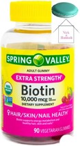 Spring Valley Biotin 10,000mcg Vegetarian Gummy Supplement, 90ct + 1 Mini Pill C - £35.08 GBP