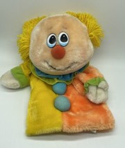 Dakin Clown Hand Puppet Vintage 1982 13&quot; Plush Yellow Orange Blue - £10.83 GBP
