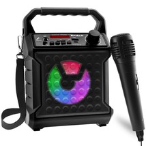 Portable Bluetooth Speaker Karaoke Machine System +Microphone Party Light /Strap - £17.67 GBP+