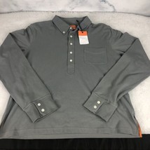 NWT Rockridge Mens Gray  Long Sleeve Pocket Polo Shirt Size Medium - £29.49 GBP