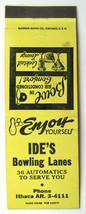 Ide&#39;s Bowling Lanes - Ithaca, New York 20 Strike Sport Matchbook Cover NY Lounge - £1.59 GBP