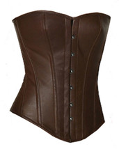 Corset Fullbust bustier full steel boning spiral victorian brown leather - £43.57 GBP+