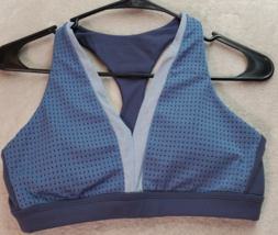 Aerie Sports Bra Womens Medium Blue Mesh Polyester Cross Back Wide Strap... - $18.42