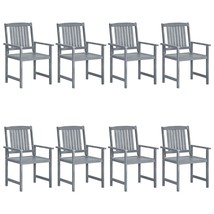  Garden Chair Set of 8 Grey Solid Acacia wood Medium Durable - $1,046.28 CAD