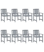  Garden Chair Set of 8 Grey Solid Acacia wood Medium Durable - $14,390.14 MXN