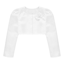 Girls Jacket Kids Puff Long Sleeves Bow Bolero Jacket Shrug Short Cardigan Sweat - £58.35 GBP